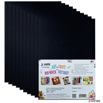 jags-mumbai Non-Woven & Felt Sheets A3 Nonwoven Felt Sheet Black A3NFSBK