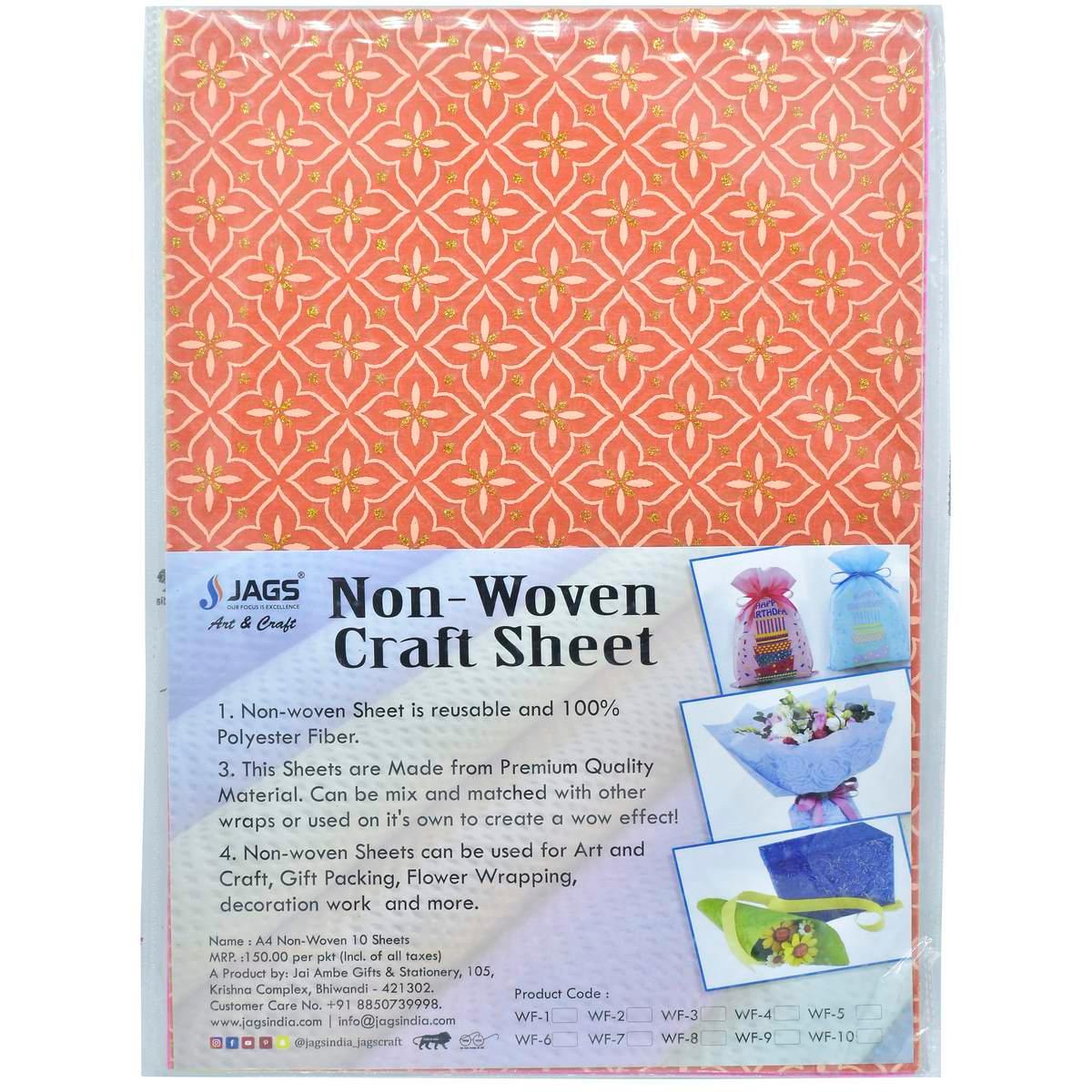 jags-mumbai Non-Woven & Felt Sheets A4 Non Woven Paper Floral Leaf NO-5801 A4 WF-1