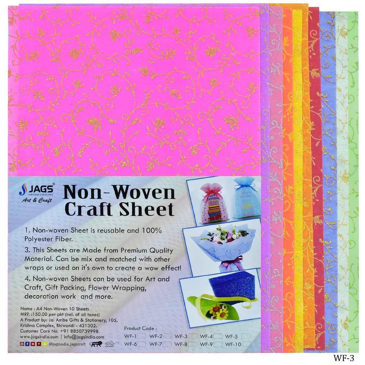 jags-mumbai Non-Woven & Felt Sheets A4 Non Woven Paper Floral Leaf NO-615(G) A4 WF-3