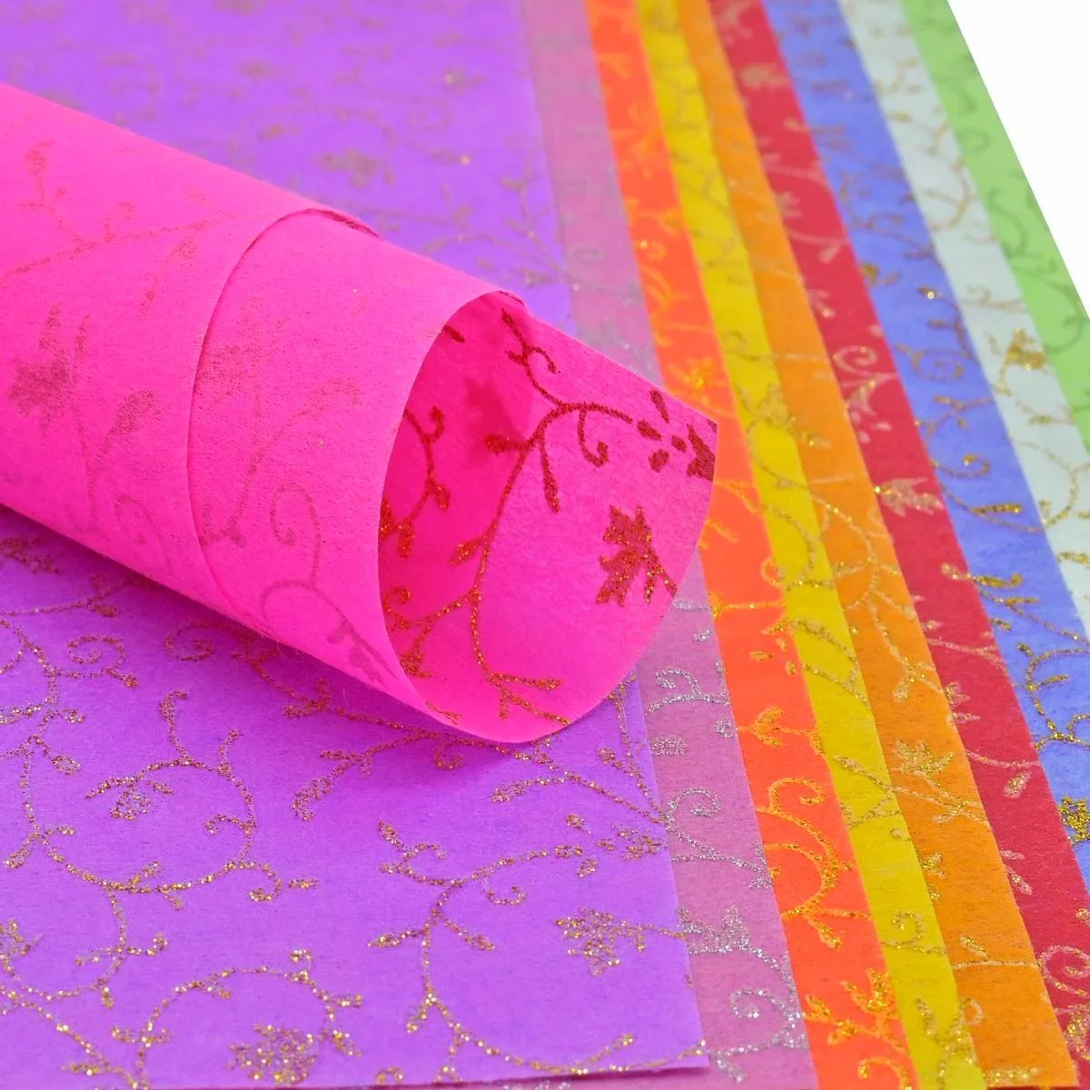 jags-mumbai Non-Woven & Felt Sheets A4 Non Woven Paper Floral Leaf NO-615(G) A4 WF-3