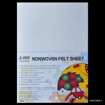 jags-mumbai Non-Woven & Felt Sheets A4 Nonwoven Felt Sheet 3 MM 1 Pcs White A4NF3MM-2