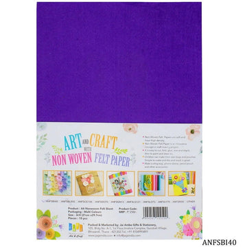 jags-mumbai Non-Woven & Felt Sheets A4 Nonwoven Felt Sheet Violet 40 ANFSBI40