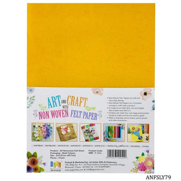jags-mumbai Non-Woven & Felt Sheets A4 Nonwoven Felt Sheet Yellow 79