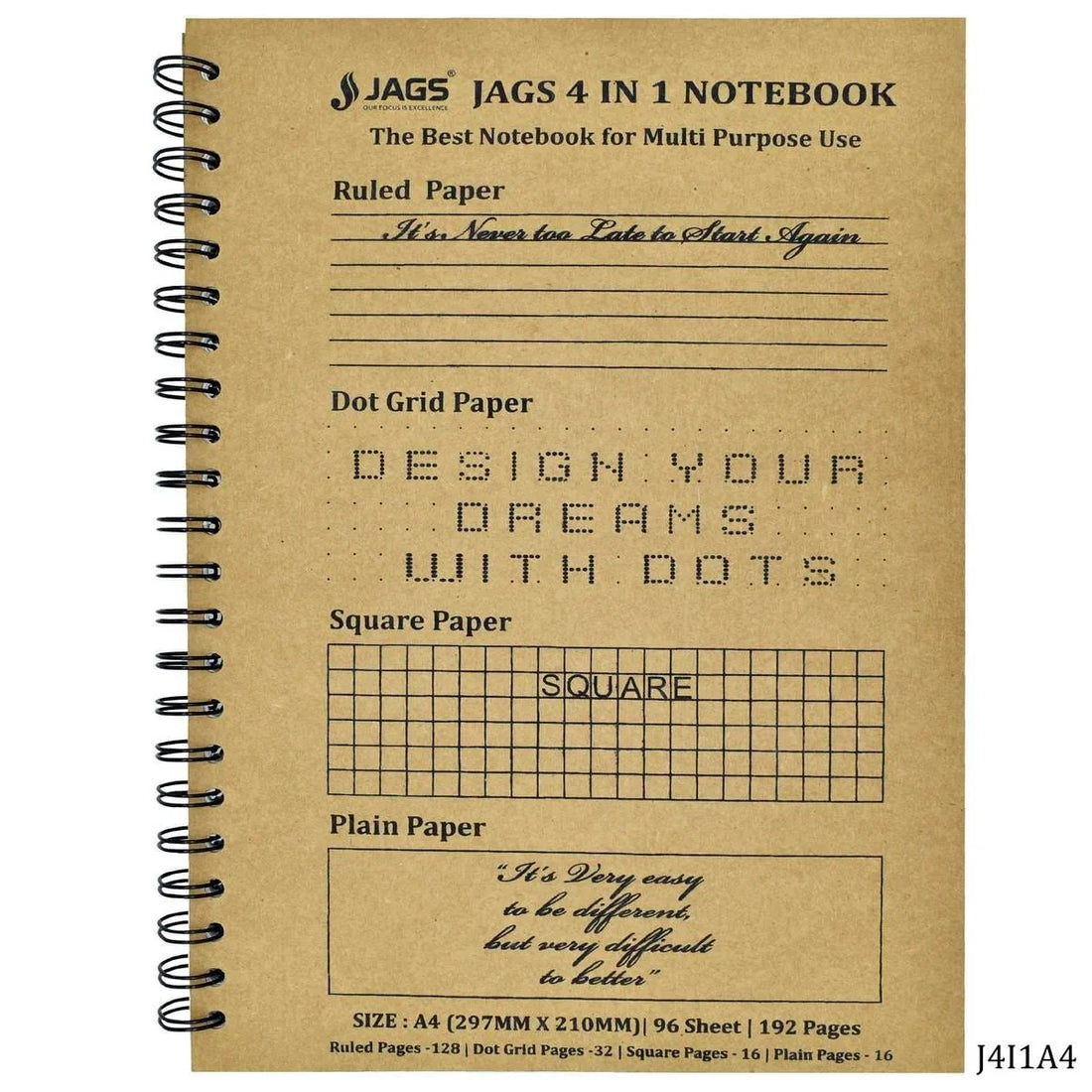 jags-mumbai Notebooks & Diaries JAGS 4in1 Note Book A4 J4I1A4