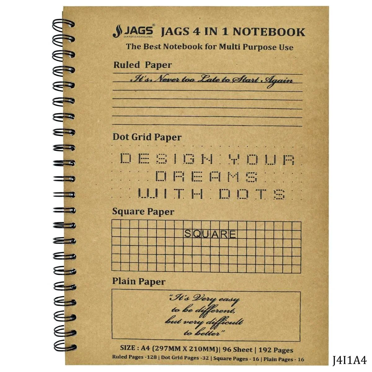 jags-mumbai Notebooks & Diaries JAGS 4in1 Note Book A4 J4I1A4