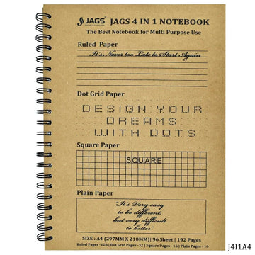 jags-mumbai Notebooks & Diaries JAGS 4in1 Note Book A4 J4I1A4