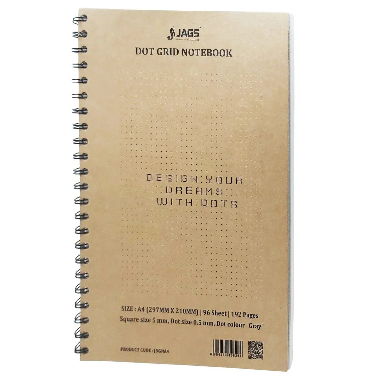 jags-mumbai Notebooks & Diaries Jags Dot Grid Notebook Craft Cover 192Sheet 80Gsm A4 JDGNA4