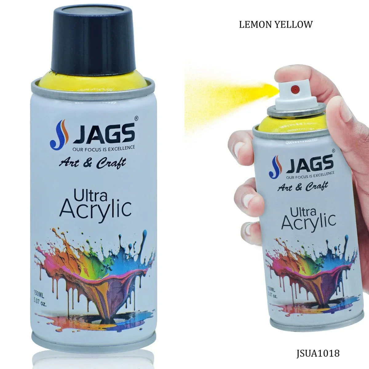 jags-mumbai Paint & Colours Jags Spray Ultra Acrylic 150ml Lemon Yellow 1018