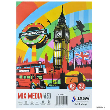 jags-mumbai paper Mix Media Loose Sheets A3 Pack Of 20 Sheets 250 Gsm MMLSA3