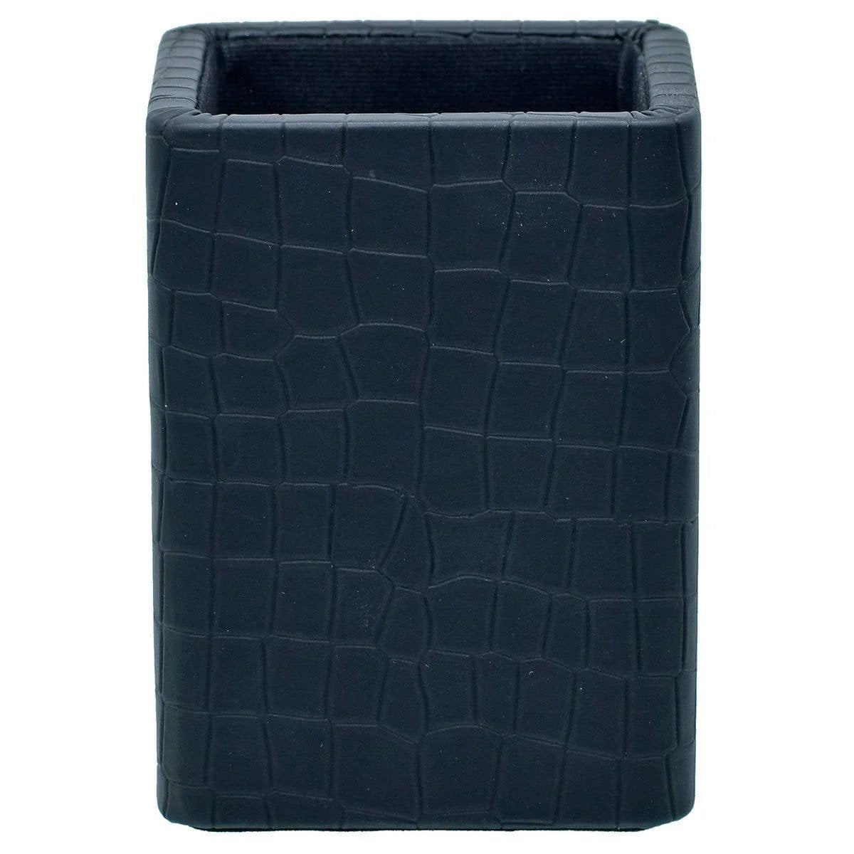jags-mumbai Pen Stand Leather Pen Stand Square Crocodile Black Tumbler