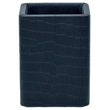 jags-mumbai Pen Stand Leather Pen Stand Square Crocodile Black Tumbler