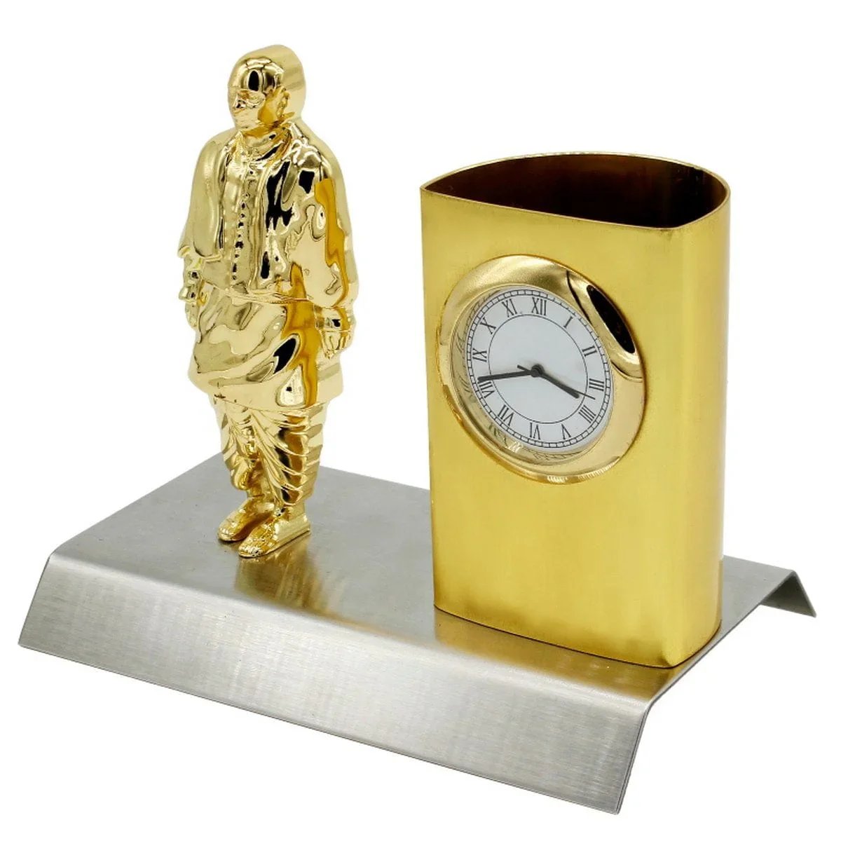 jags-mumbai Pen Stands Pen Stand With Watch Sardar Patel Statue