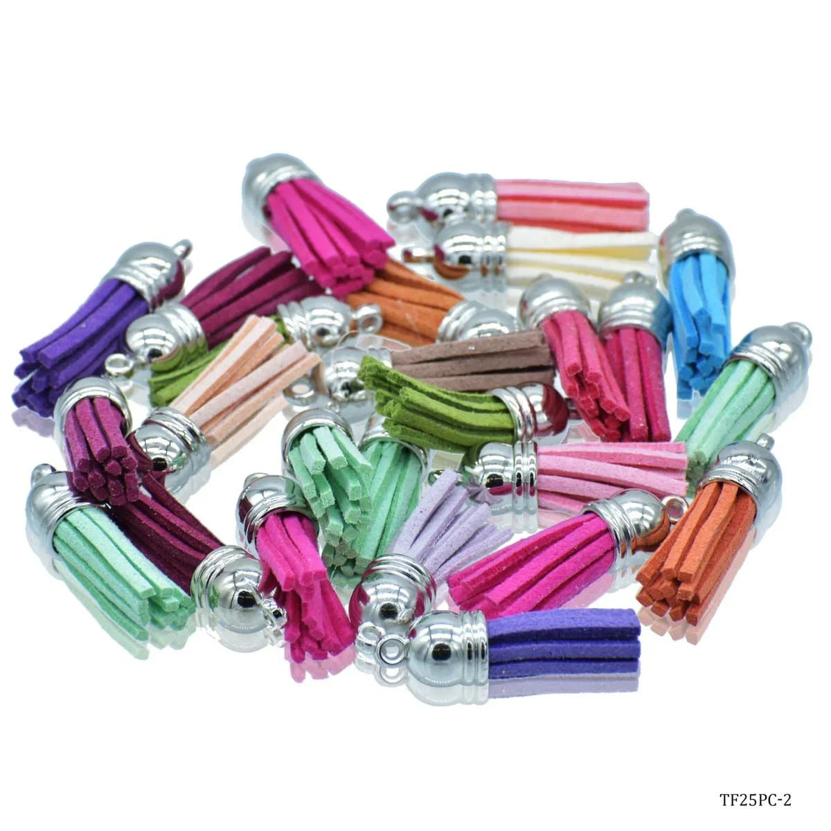jags-mumbai Pendant Tassel Fitting Silver Mix Colour 25 Pcs