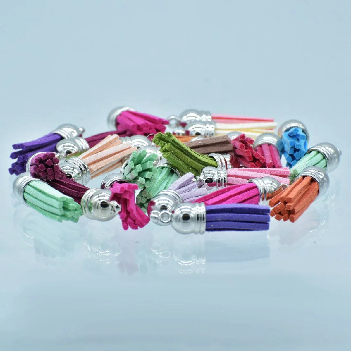 jags-mumbai Pendant Tassel Fitting Silver Mix Colour 25 Pcs