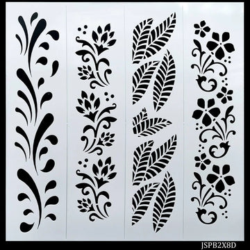 jags-mumbai Resin Jags Stencil Plastic Border 4in1 2x8 Inch - Enhance Your Creations with Exquisite Border Designs!
