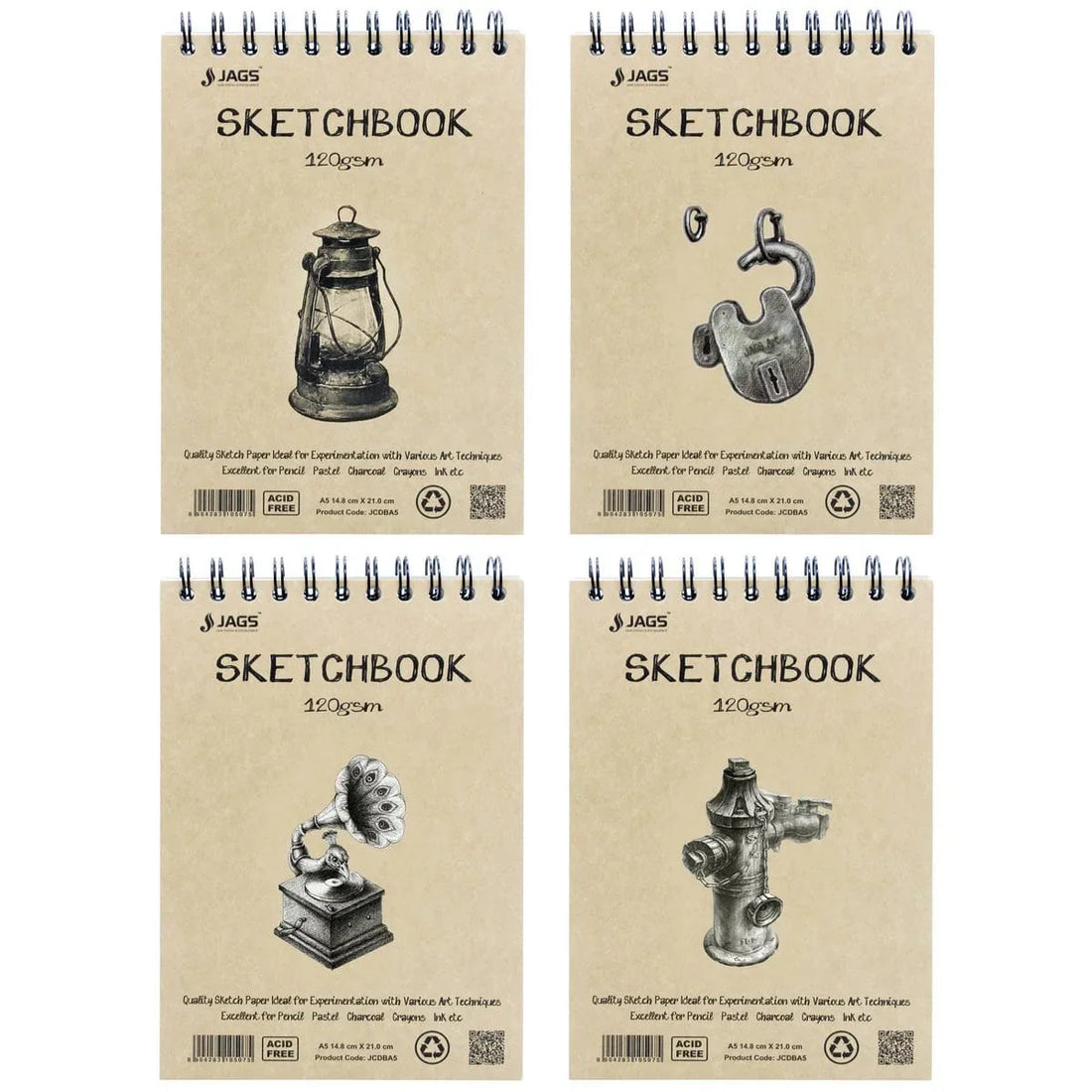 jags-mumbai Sketching Material Jags Sketch Book Cartridge Paper T/W A5 100Pgs 120Gsm JCDBA5