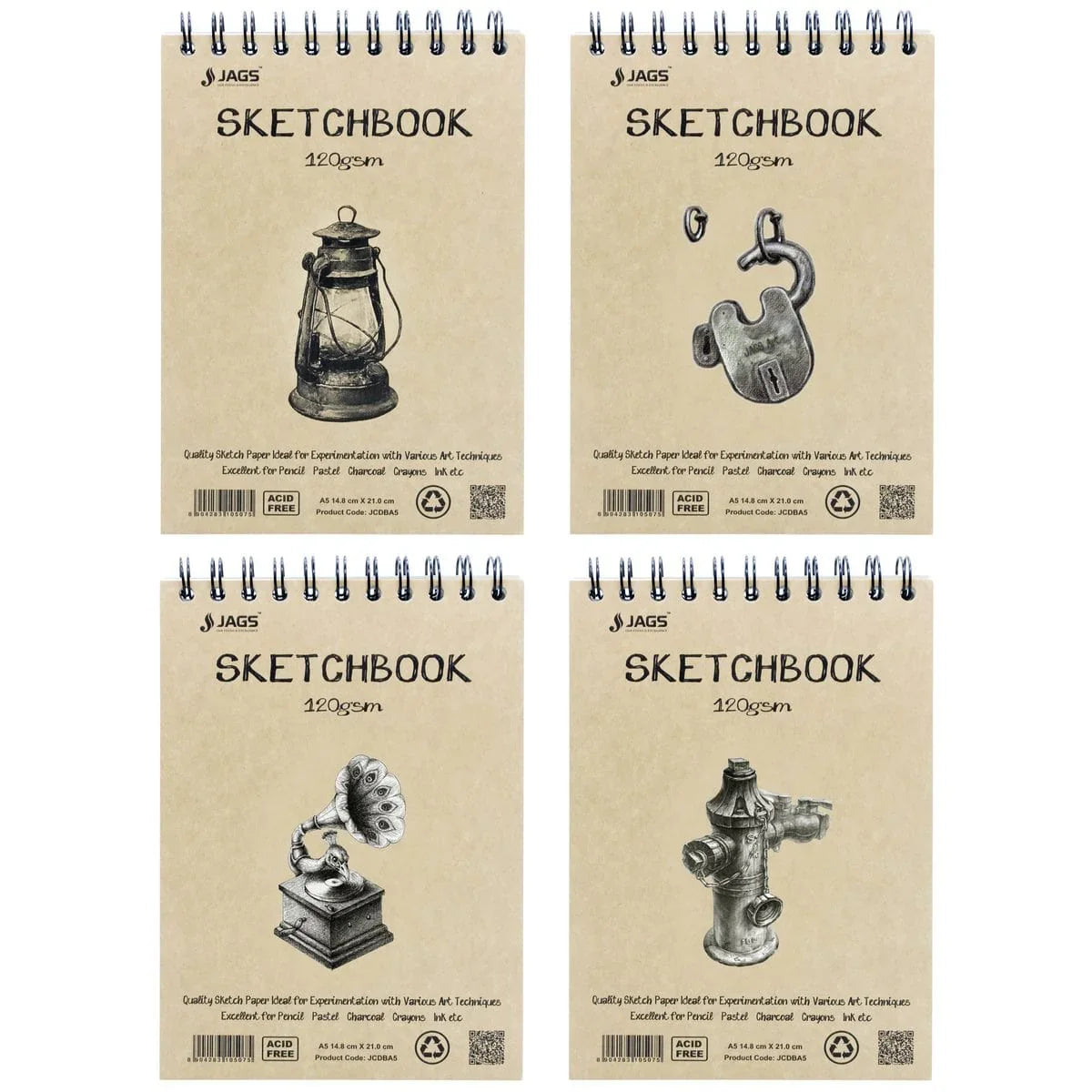 jags-mumbai Sketching Material Jags Sketch Book Cartridge Paper T/W A5 100Pgs 120Gsm JCDBA5