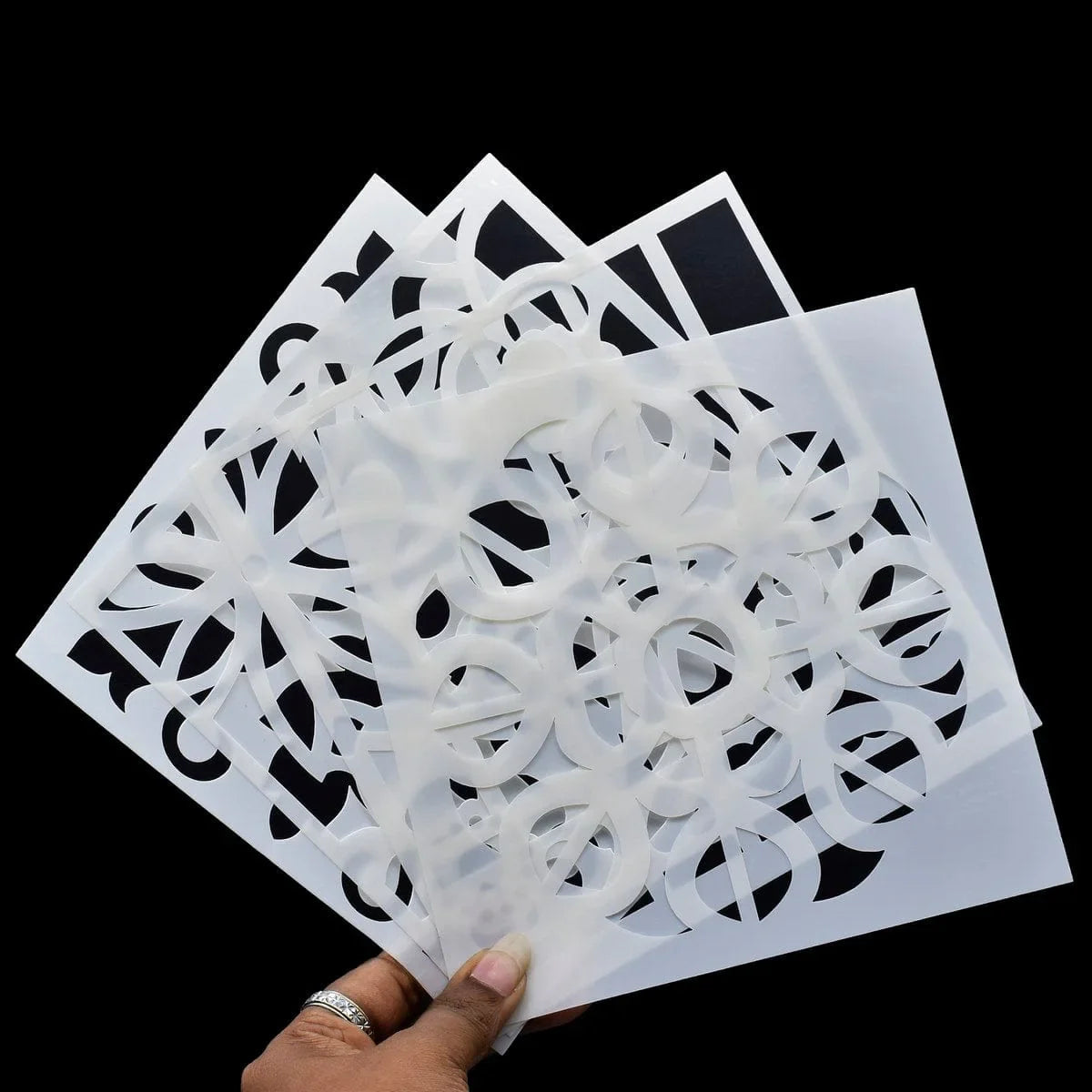 jags-mumbai Stencil Jags Stencil Plastic 6x6 4Pcs Set - Creative Craft Tool for Scrapbooking and Art Projects