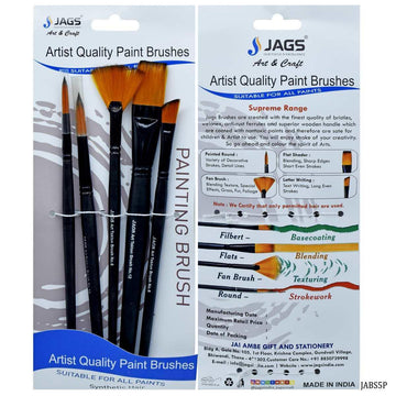 jags-mumbai Tools Jags Artist Brushes Synthetic Hair 5pcs Set - Essential Tools for Creative Expression
