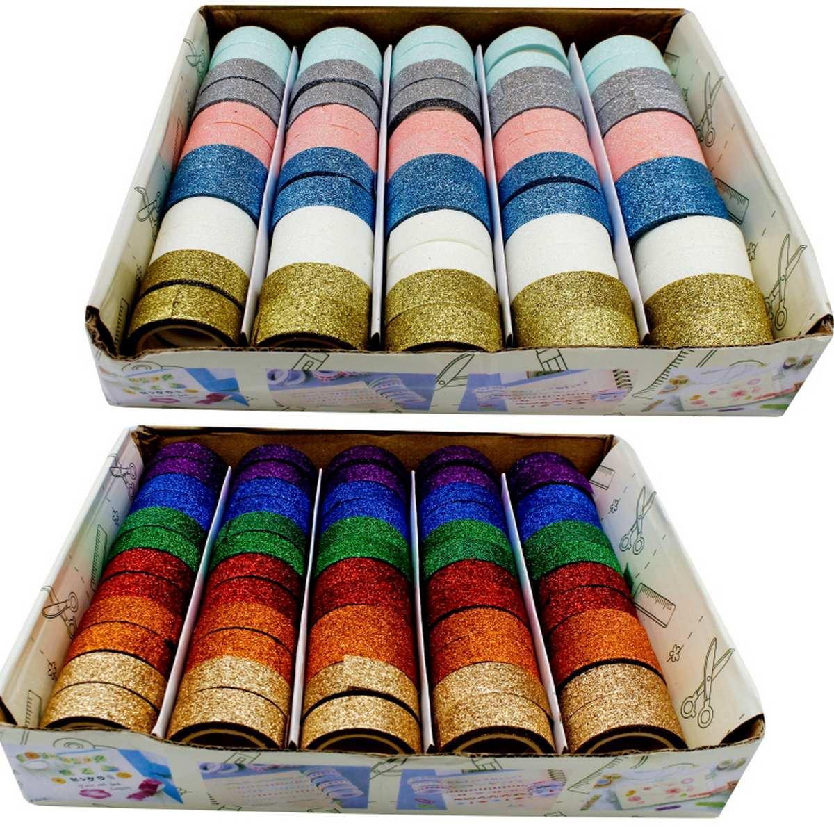 jags-mumbai Washi Tape Colorful Glitter Washi Tape Collection(60Pcs)