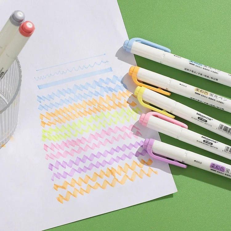 jai ambe novelties Bitoon Pastel two sided Highlighter (Pack of 6)-  Mild liners