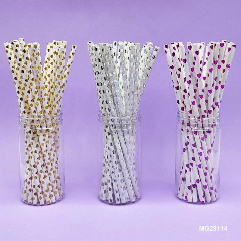 MG Traders 1 Paper Paper Straw Foiled Heart 25Pcs (Mg231-14)