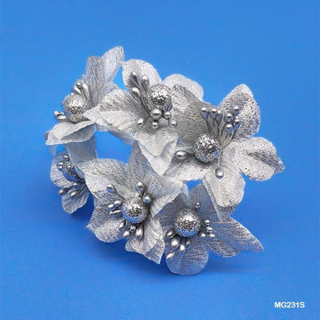 MG Traders Artificial Flower Mg23-1S Cloth Flower Silver 60Pc