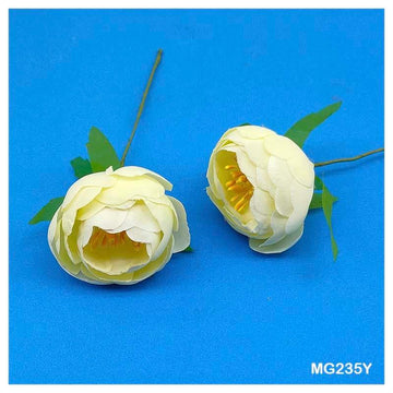 MG Traders Artificial Flower Mg235-Y Cloth Peony Flower Big Yellow 30Pcs