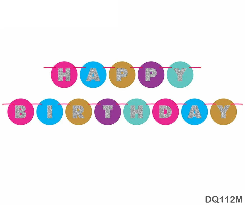 MG Traders Balloon & Party Products Dq112M Happy Birthday Round Gliter Baner