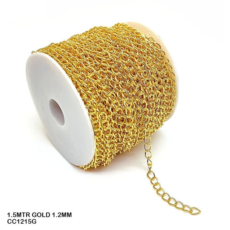 MG Traders 1 Jewellery Cc1215G Chain 1.5Mtr Gold 1.2Mm