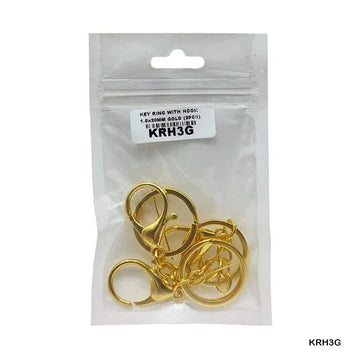 MG Traders Chains & Hooks Krh3G Key Ring With Hook 3Pcs Gold 1.6X30Mm