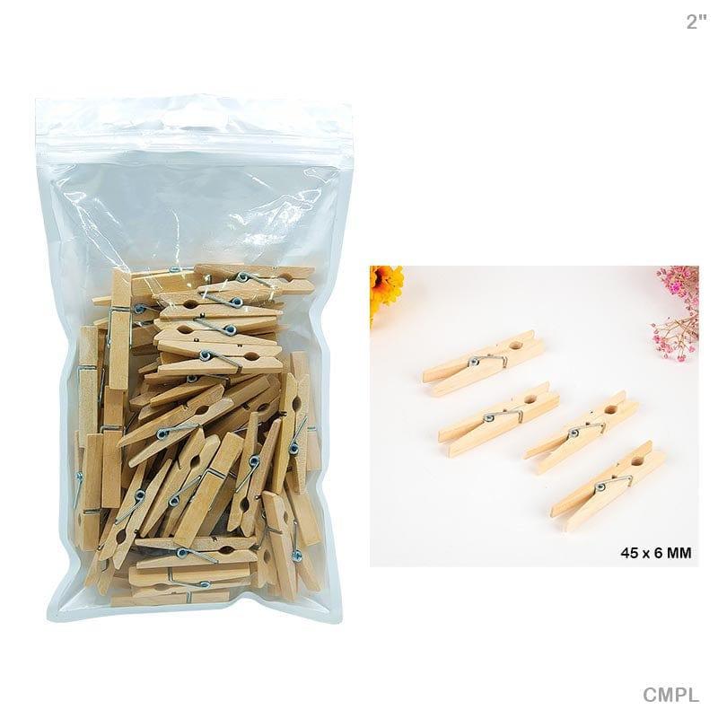 MG Traders Clip Clip 50Pc Midium Plain 2" Wooden (Cmpl)