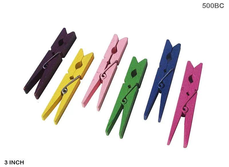 MG Traders Clip Clip Big Color 3" 100Pcs Wooden (500Bc)