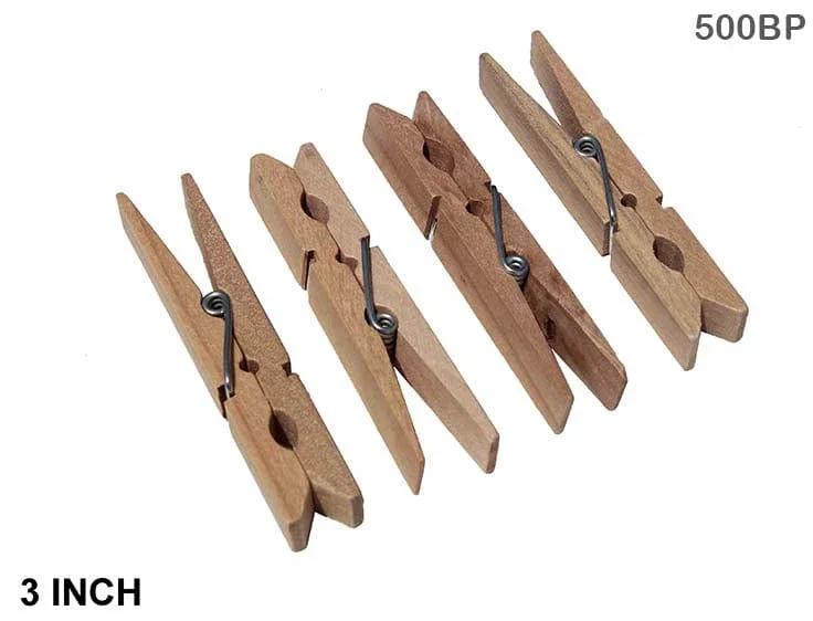 MG Traders Clip Clip Big Plain 3" 100Pc Wooden (500Bp)