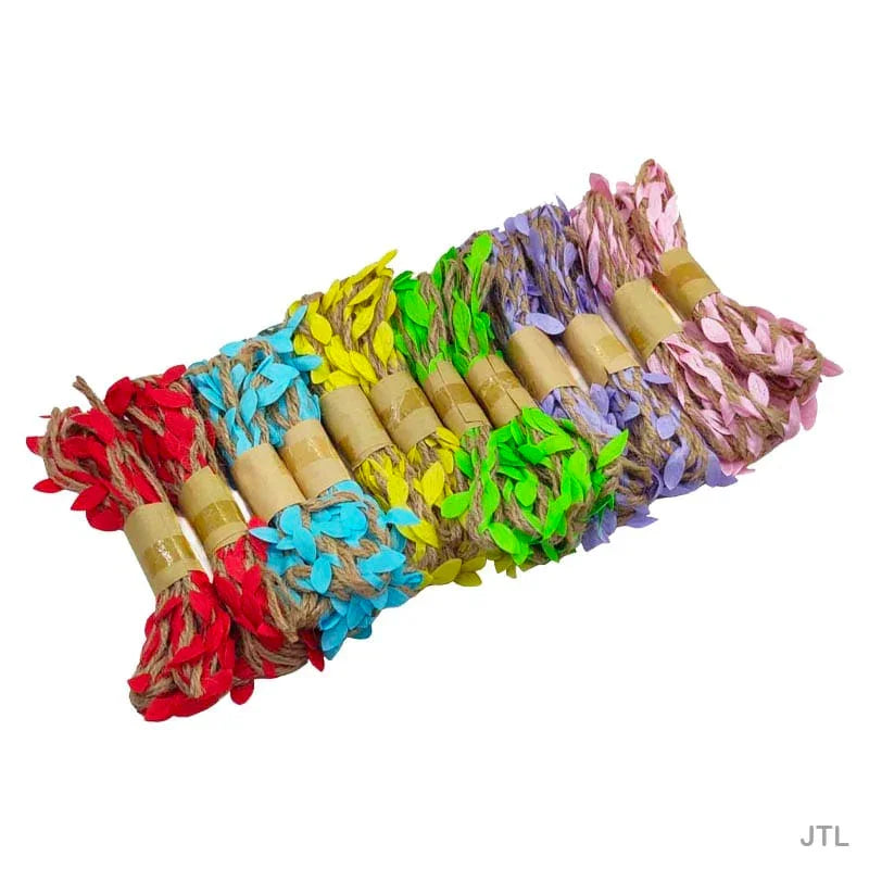 MG Traders Craft Threads & Pearl Lace Jute Thread Leaf 12Pcx2Mtr (12 Color) Jtl