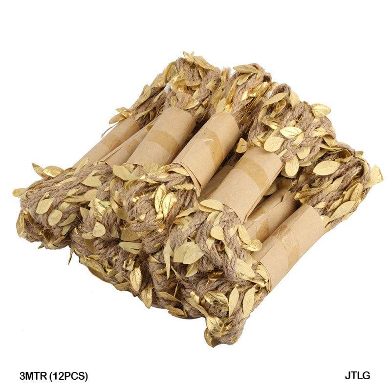 MG Traders Craft Threads & Pearl Lace Jute Thread Leaf Gold 3Mtr (12Pcs) Jtlg