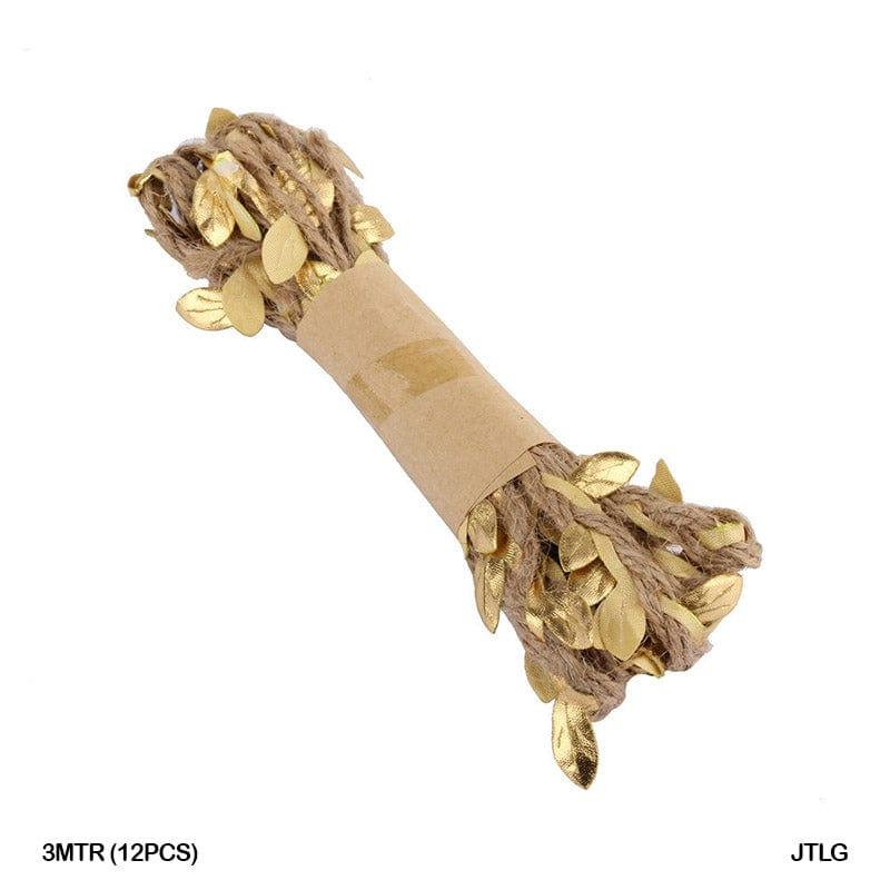 MG Traders Craft Threads & Pearl Lace Jute Thread Leaf Gold 3Mtr (12Pcs) Jtlg