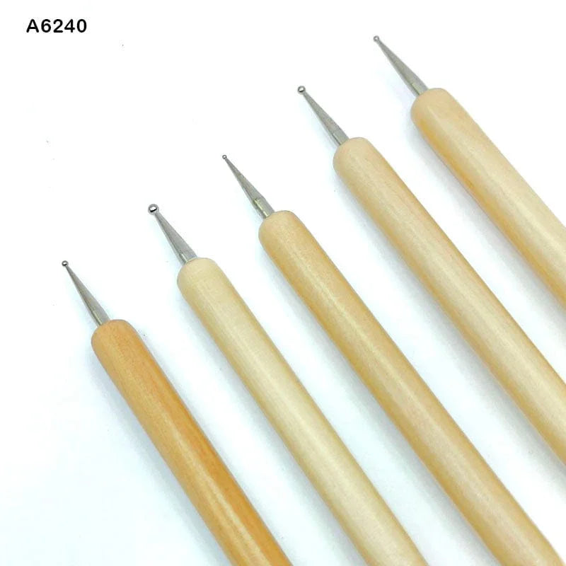 MG Traders Craft Tools 5Pc Emboss Tool With Brush (A6240) Wooden 2 Side