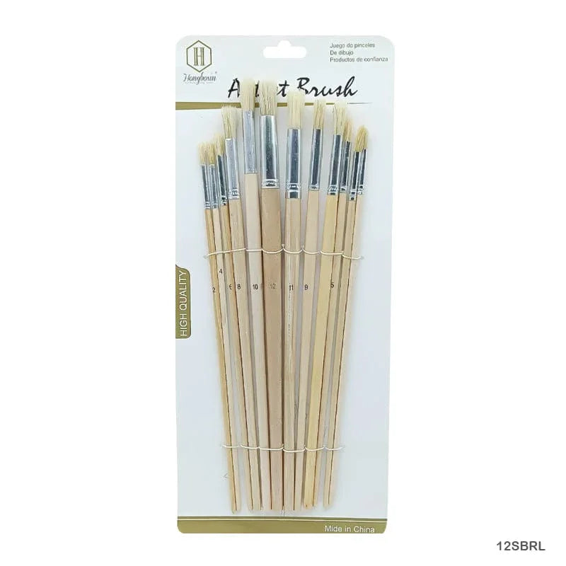 MG Traders Drawing Materials 12Sbrl 12Pc Stencil Brush Round Long Handle