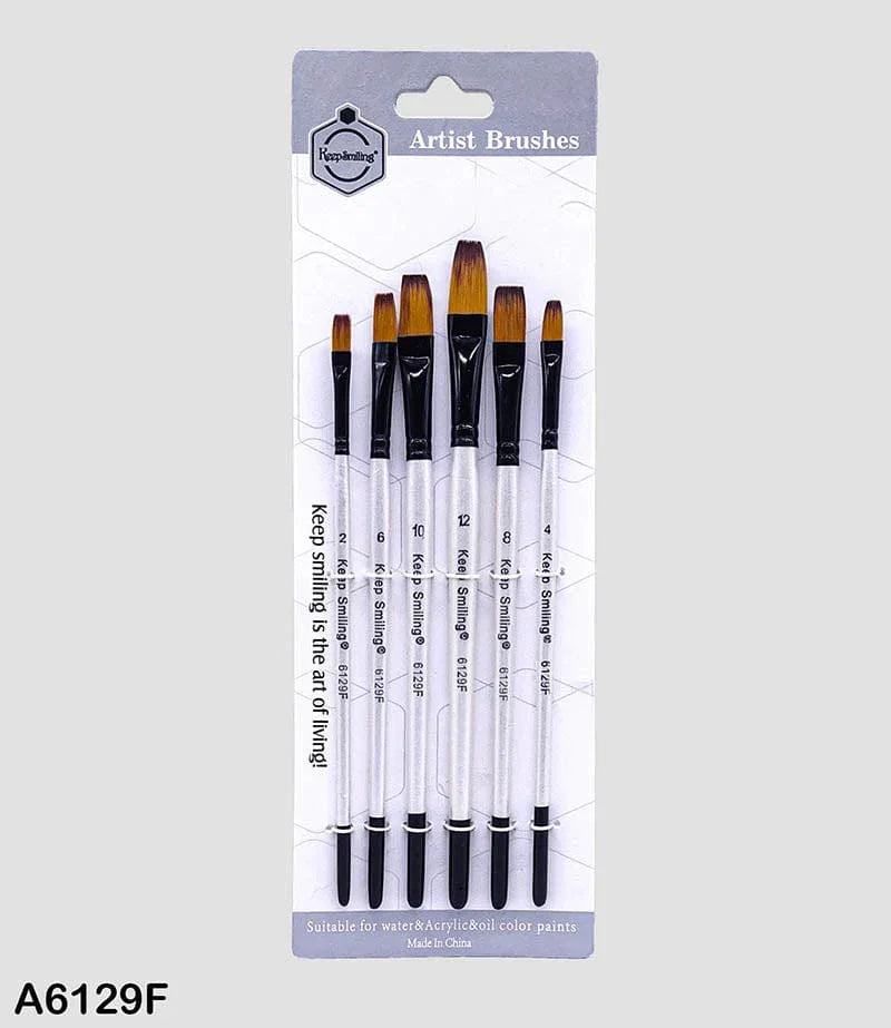 MG Traders Drawing Materials A6129F 6Pc Paint Brush White Handle