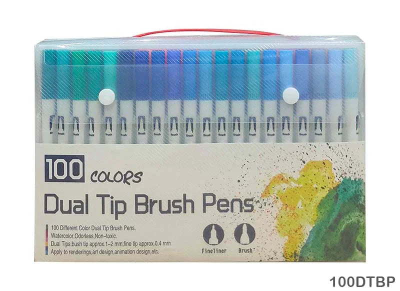 MG Traders Drawing Materials Dual Tip Brush Pen 100 Color Set (100Dtbp)