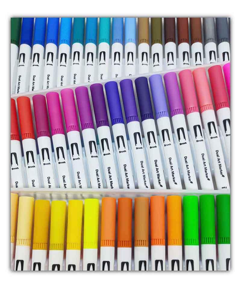 MG Traders Drawing Materials Dual Tip Brush Pen 60 Color Set (60Dtbp)