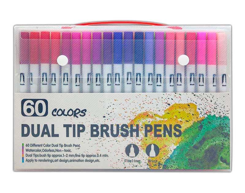 MG Traders Drawing Materials Dual Tip Brush Pen 60 Color Set (60Dtbp)