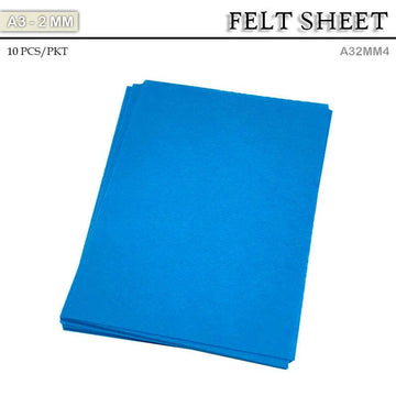 MG Traders Felt Sheet Felt Sheet A3 2Mm Hard Light Blue (A32Mm4) 10Sheet