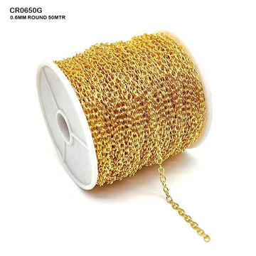 MG Traders Jewellery Cr0650G Chain 0.6Mm Round Gold 50Mtr