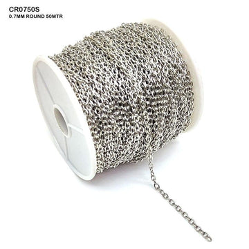 MG Traders Jewellery Cr0750S Chain 0.7Mm Round Silver 50Mtr