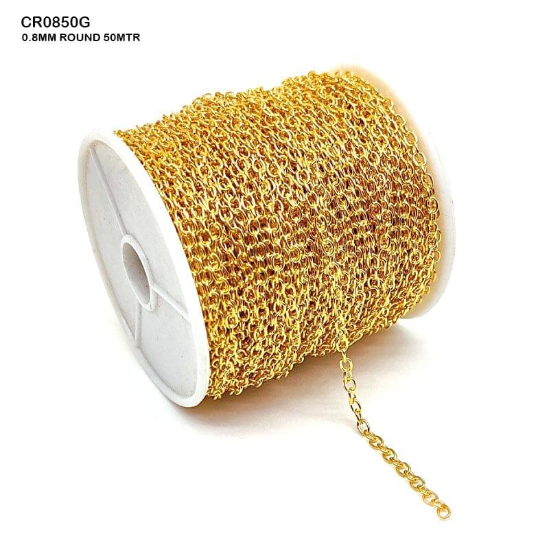 MG Traders Jewellery Cr0850G Chain 0.8Mm Round Gold 50Mtr
