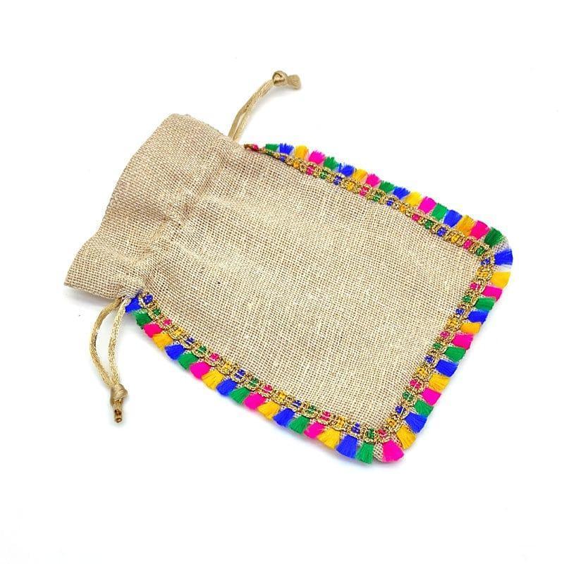 Jute Bag With Lace 5X7" 10Pcs Jl57