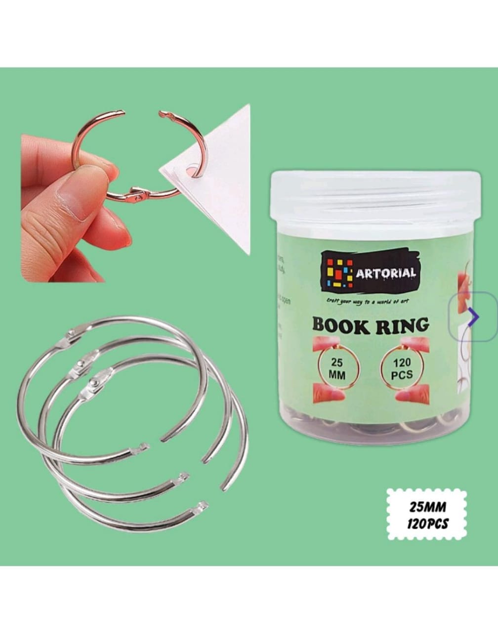 MG Traders Keychain Ring 25Mm Book Ring Silver 120Pc (25Mm)