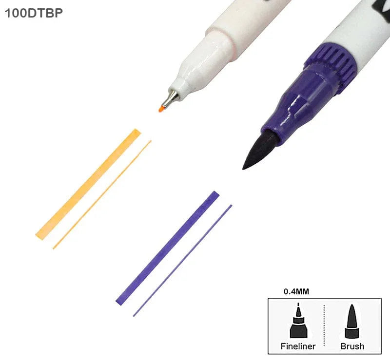 MG Traders Pen Dual Tip Brush Pen 100 Color Set (100Dtbp)